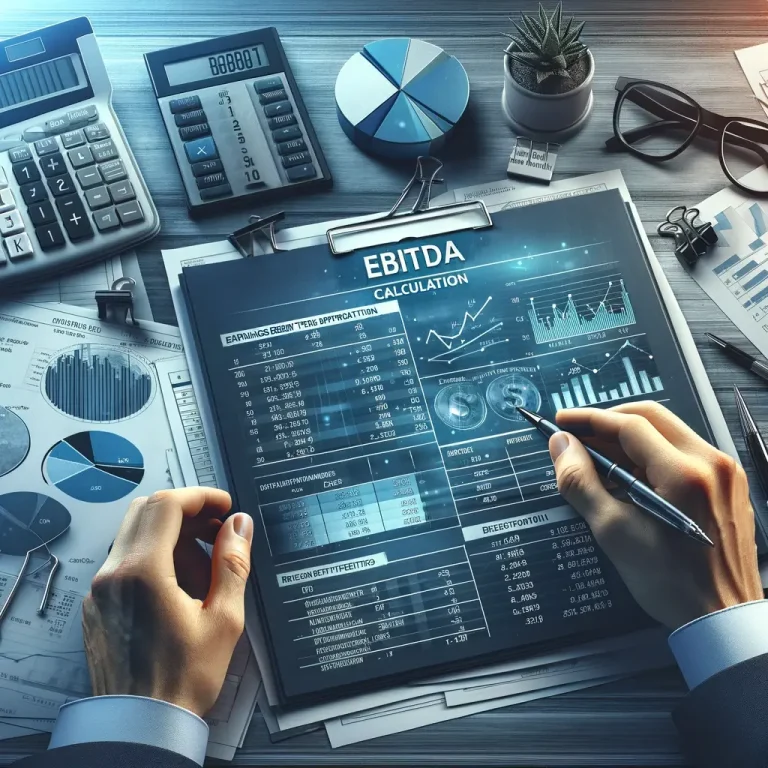 An image showing what is EBITDA with a calculation sheet with EBIDTA written on it